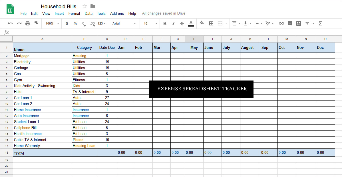 How We Track Reoccurring Household (E)xpenses Using a Shared Google Spreadsheet #SummerAtoZ