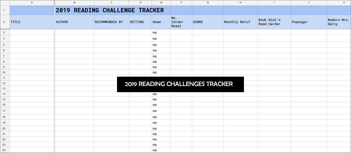 2019 Reading Challenges Tracker [FREE Spreadsheet]